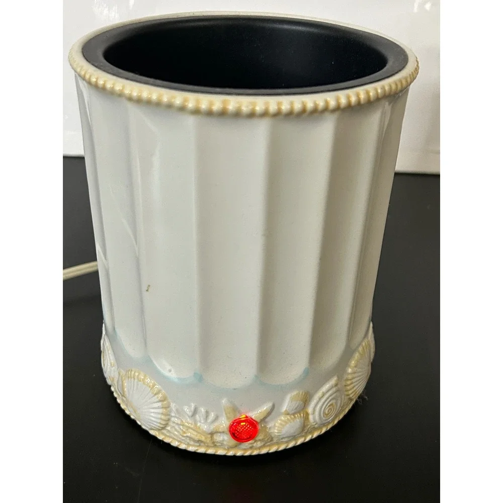 Electric Jar Warmer Sea Breeze Nautical Shells Ceramic Waxcessories 14886 White